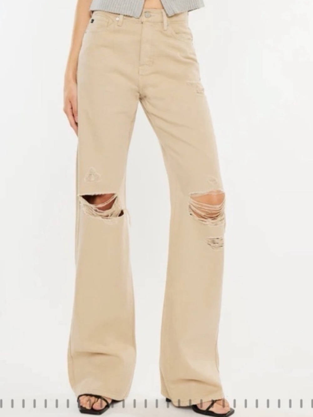 KanCan Distressed Jeans in Khaki - 9/28 - Long Length